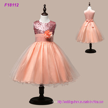 New Real Princess Flower Girl Dresses Sequins Sash Tea Length Tulle Infant Toddler Girls Pageant Dresses Party Dress